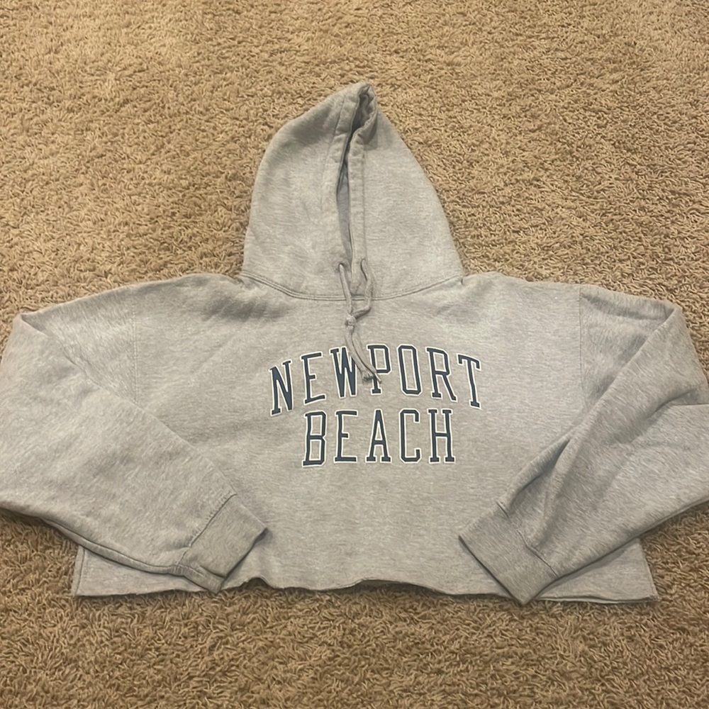 John Galt California Gray Newport Beach Cropped Hoodie - One Size